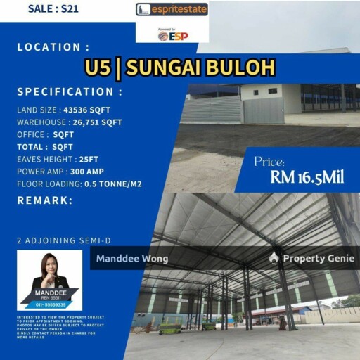 WTS/2 ADJOINING SEMI DETACHED/26,751 SQFT/16.5 MIL/U5, SUNGAI BULOH