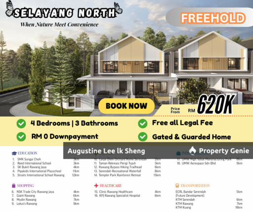 Selayang Botanica. Freehold. 20'x60' RM620K. 2 Storey Link-House. Full Loan with 0% Downpayment.