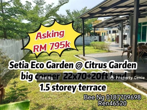 Citrus Garden @ Setia Eco Garden / Big Corner 1.5 Storey Terrace 22x70+20ft Land / Lowest in Market Price