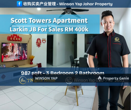 Scott Towers Apartment Larkin JB Can Full Loan Leasehold Fully Furnish