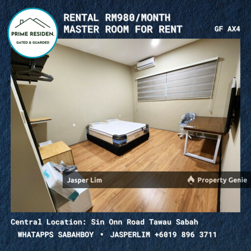 Master Room # Semi D Taman Prime Residen (Gated Guarded) Room Specialist Tawau