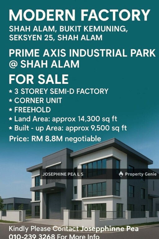 Prime @ Axis Industrial Park Shah Alam Corner Factory For Sale