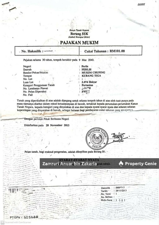 Tanah Pertanian Tepi Jalan Padang Besar Chuping Perlis