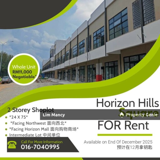 Horizon Hills Brand New Double Storey Shoplot For Rent