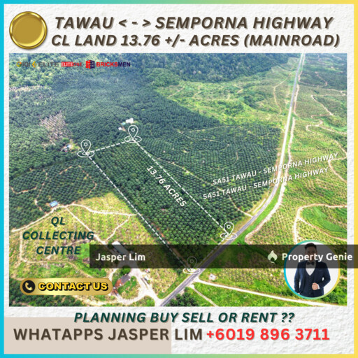 13.76 Acre Tawau Semporna Agriculture Land (Main Road)