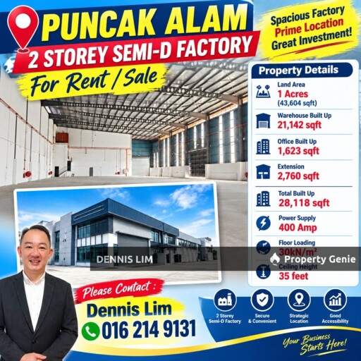 Puncak Alam TIAJ Semi D Factory For Rent