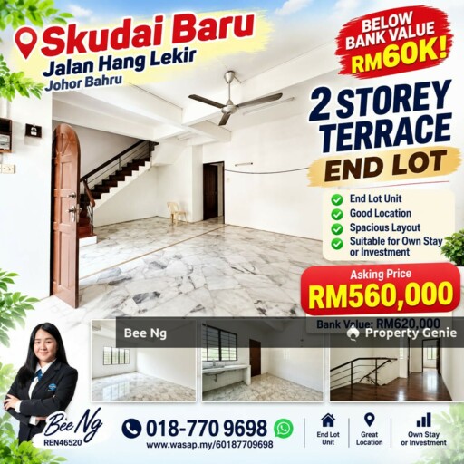 Taman Skudai Baru / Jalan Hang Lekir / Double Storey Terrace Full Loan