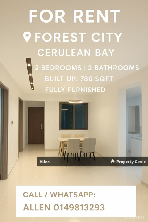 For Rent: Fully Furnished 2-Bedroom Unit at Forest City Cerulean Bay