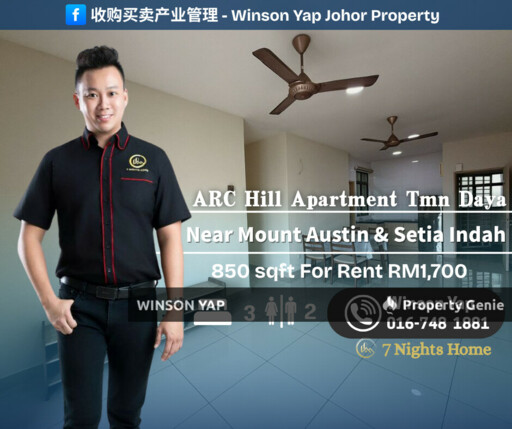 ARC Hill Apartment Tmn daya JB Near to Mount Austin & Setia Indah