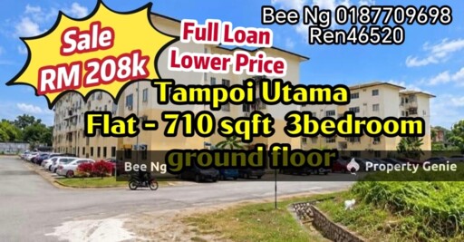 Taman Tampoi Utama / 3bedroom Flat Ground Floor / Full Loan