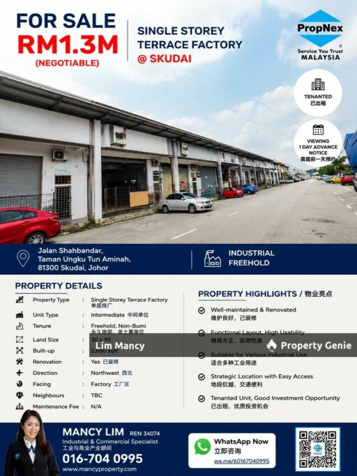 Single Storey Terrace Factory @Tun Aminah Jalan Shahbandar