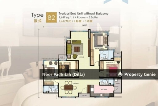 Corner Unit Spacious Vision Residence (V'Residence) Fully Furnished