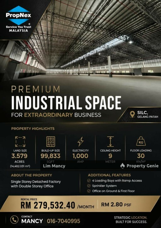 SILC Nusajaya Detached Medium Industrial Factory For Rent