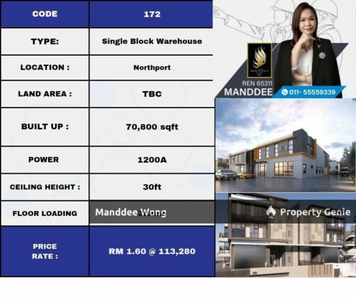 WTR/DETACHED WAREHOUSE/70,800 SQFT/113,280/NORTH PORT/KLANG