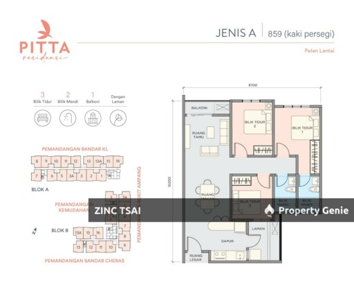 Residensi Pitta RumahWIP Taman Miharja Cheras Leasehold Apartment Auction | 3R2B | Walk to LRT Miharja | RM 300K
