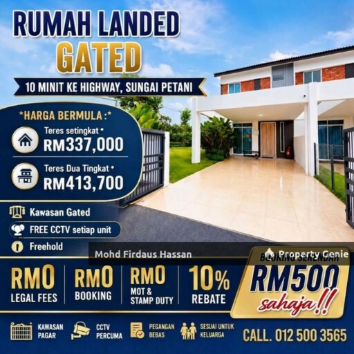 Projek Perumahan Baru Sungai Petani, Kedah. Rumah Cantik. Lokasi Berhampiran Hospital Sultan Abdul Halim, Sungai Petani.