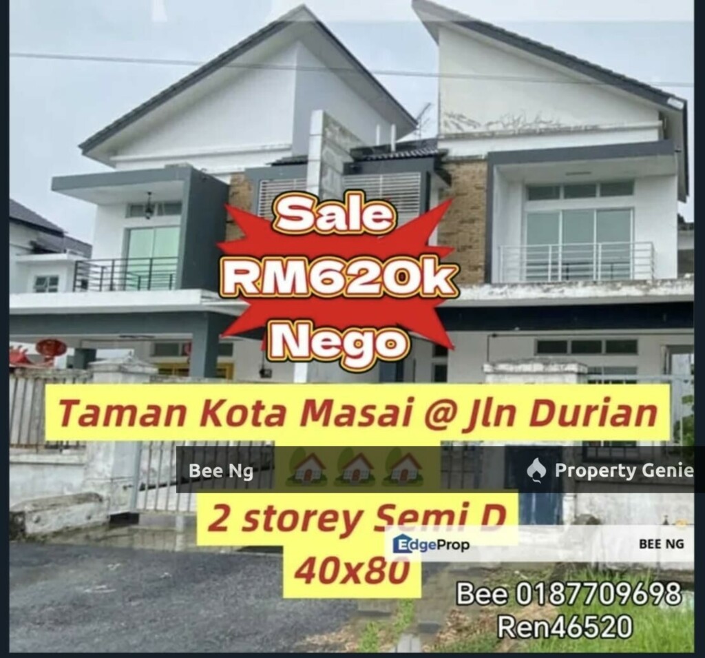 Taman Kota Masai/Jalan Durian/2 Storey Semi D/Full Loan