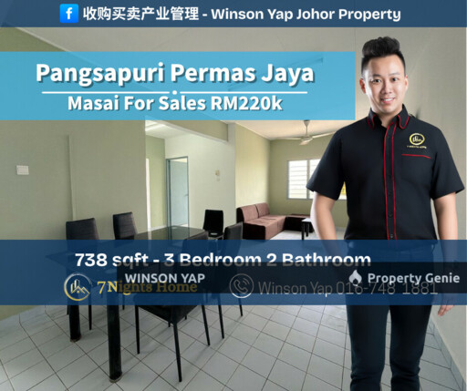 Low Cost Flat Pangsapuri Permas Jaya 7 Masai Can Full Loan Top Floor