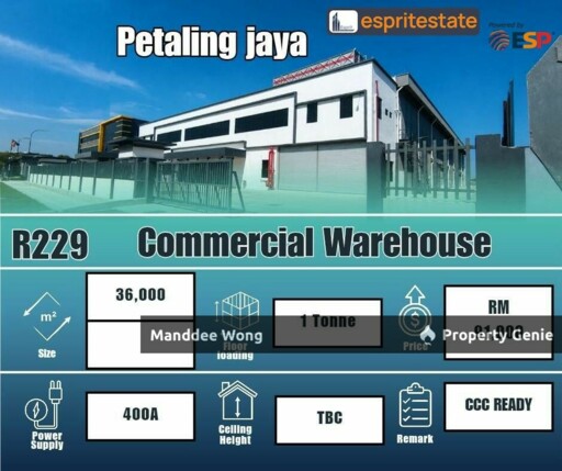 WTR/COMMERCIAL WAREHOUSE/36K SQFT/91K/PETALING JAYA/SELANGOR