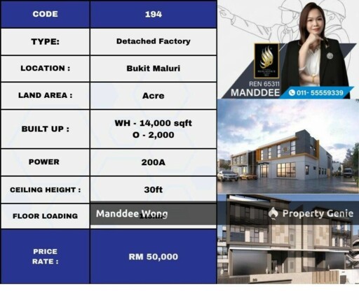 WTR/DETACHED FACTORY/16K SQFT/50K/BERTAM/PENANG