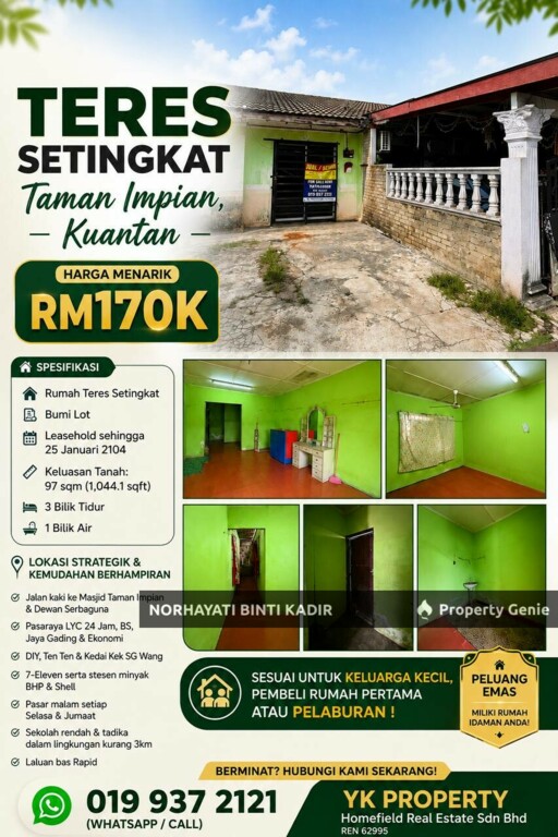 🏡 UNTUK DIJUAL | RUMAH TERES SETINGKAT TAMAN IMPIAN, KUANTAN 🏡