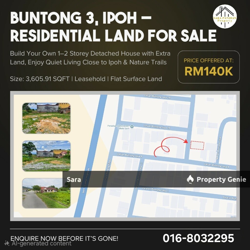 Residential Land (Intermediate) For Sale @ Buntong Jaya, Ipoh, Perak