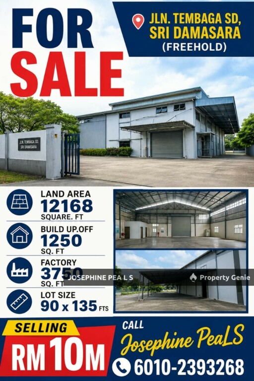 🏭 SD5 工厂出售 | Bandar Sri Damansara | 永久地契 | 大路旁黄金位置