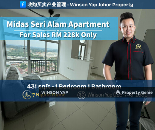 Midas Seri Alam Apartment Masai Can Full Loan Freehold Non Bumi Lot