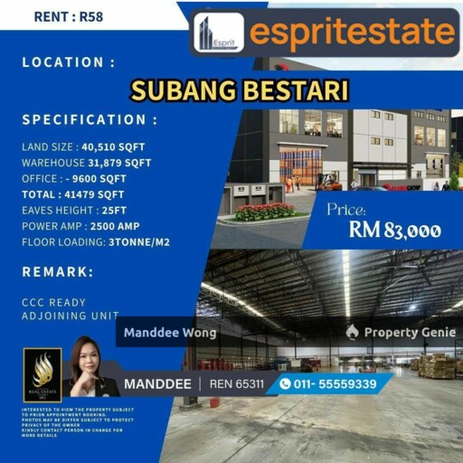 WTR/WAREHOUSE/FACTORY/31,879 SQFT/83K/SUBANG BESTARI/SHAH ALAM