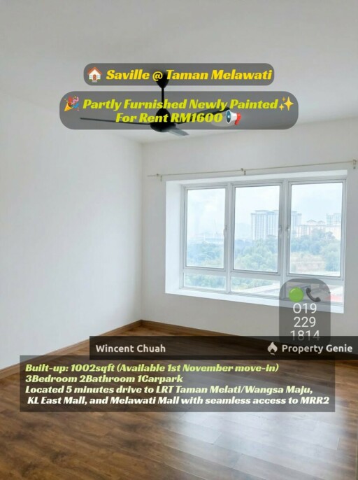 ​Saville @ Melawati Taman Melawati KL 3R2B Unit For Rent RM1,600 | Wincent Chuah 0192291814
