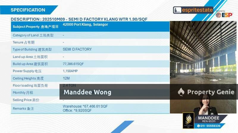 WTR/SEMI-D FACTORY/77,386.61 SQFT/147,033/PORT KLANG
