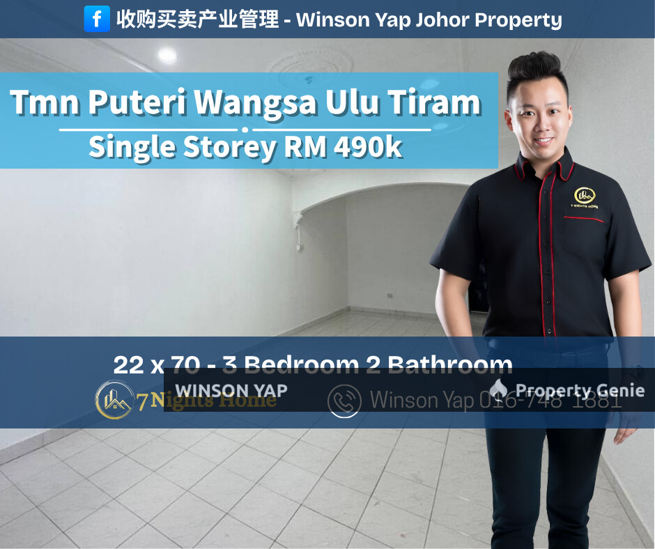 Single Storey House Tmn Puteri Wangsa Ulu Tiram Fully Extend Freehold
