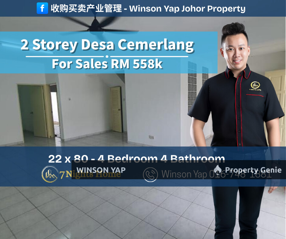 2 Storey Terrace Desa Cemerlang Ulu Tiram Can Full Loan Freehold