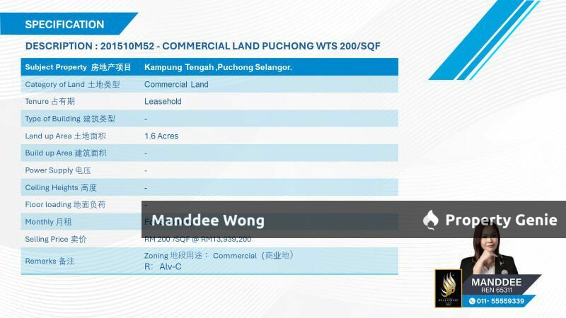 WTS/COMMERCIAL LAND/1.6 ACRE/13,939,200/PUCHONG