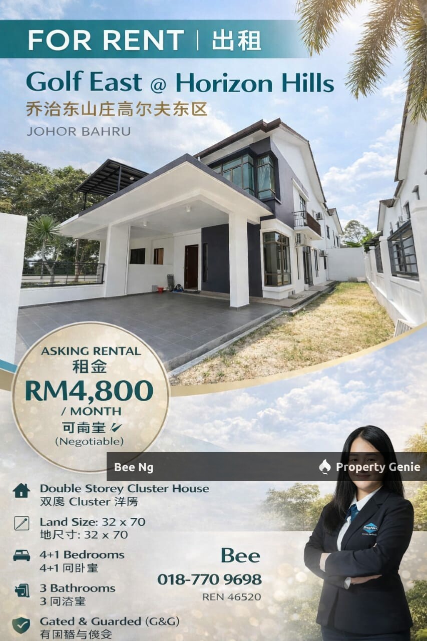 Golf East @ Horizon Hills/2 storey cluster/fully furnish