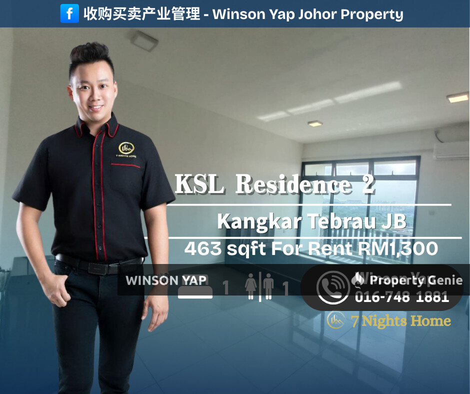 KSL Residence 2 Kangkar Tebrau JB Near Pasar Borong Pandan For Rent