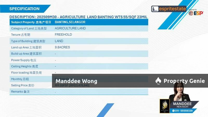 WTS/AGRICULTURE LAND/9.8 ACRES/23,478,840/BANTING