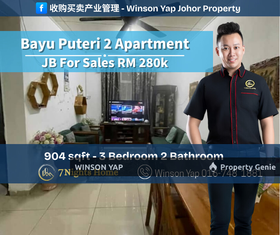 Bayu Puteri 2 Apartment JB Leasehold Bumi Lot Near Pandan & Molek