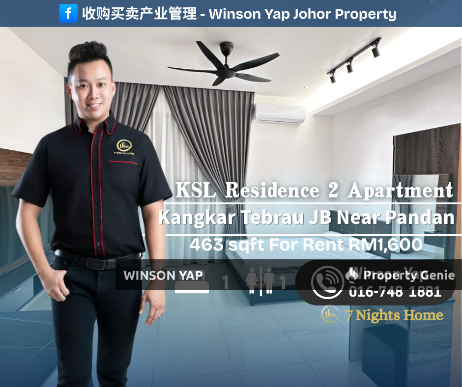 KSL Residence 2 Kangkar Tebrau JB Studio High Floor Fully Furnished