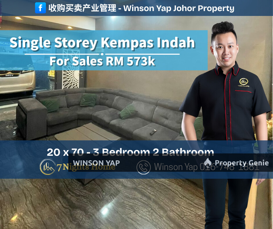 Single Storey Terrace Taman Kempas Indah Fully Renovated & Extand