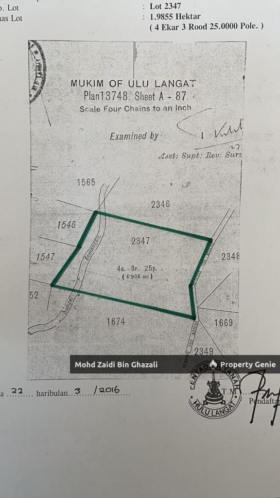 Tanah cantik 4.9 ekar untuk dijual di Sungai Semungkis, Hulu Langat