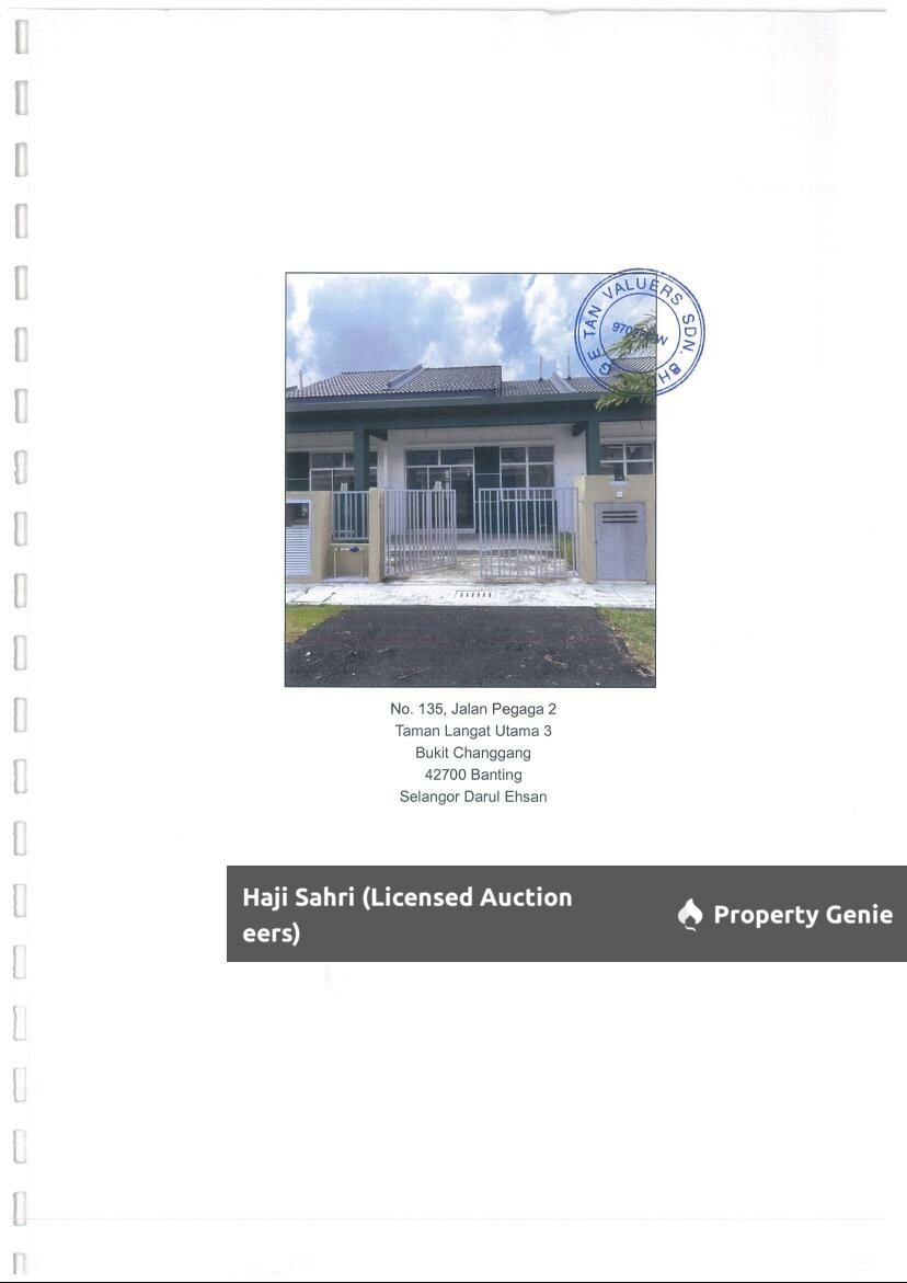 Sebuah rumah teres belum diduduki..untuk dilelong di alamat  135 Jalan Pegaga 2 Taman  Langat Utama 3 Bukit Changgang BANTING SELANGOR