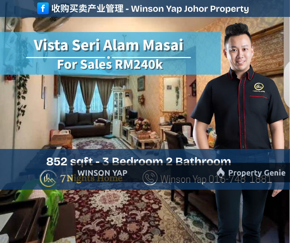 Vista Seri Alam Apartment Masai Partially Furnished For Sell