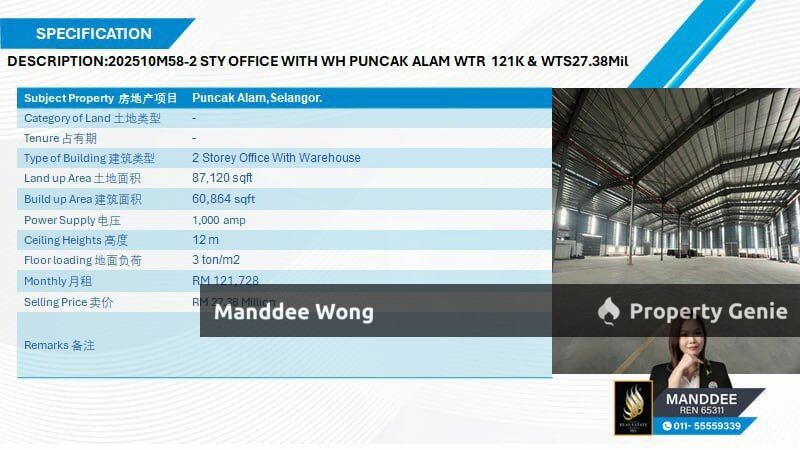 WTR/2 STOREY OFFICE/WAREHOUSE/60,864 SQFT/121,728/PUNCAK ALAM