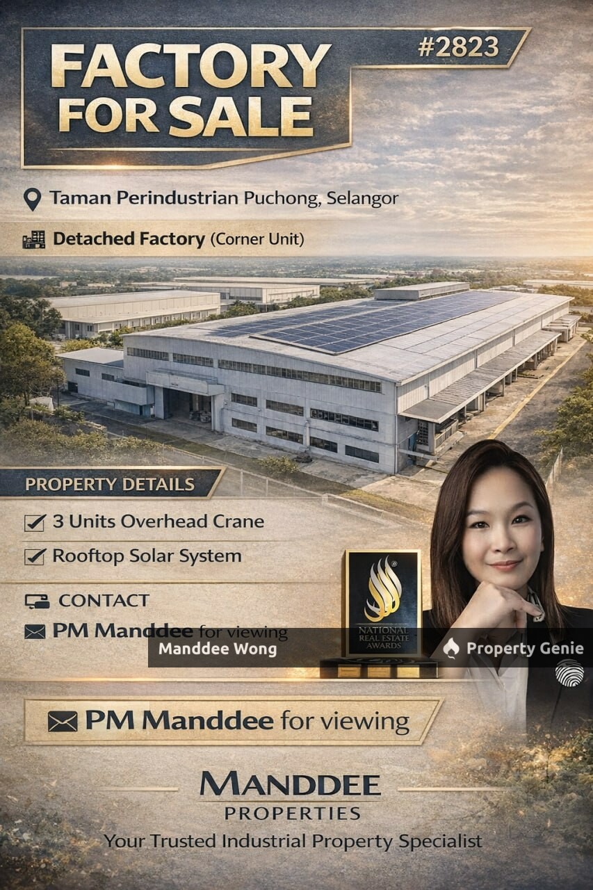 WTS/DETACHED FACTORY (CORNER UNIT)/105,912 SQFT/65MIL/TAMAN PERINDUSTRIAN PUCHONG