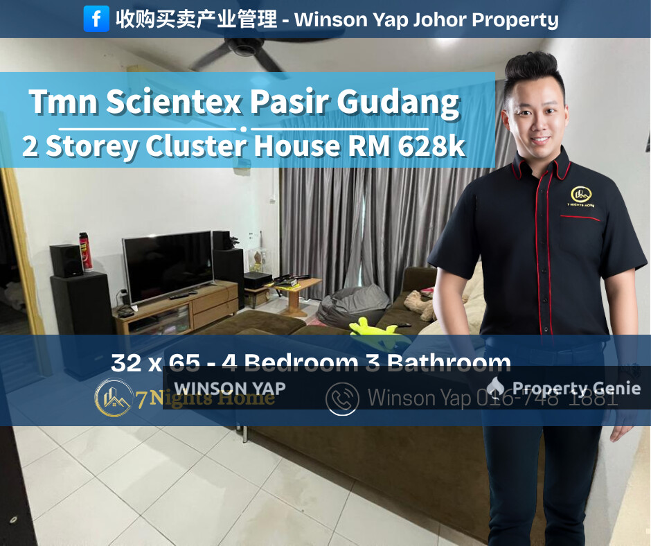 2 Storey Cluster House Taman Scientex Pasir Gudang Can Full Loan Guard