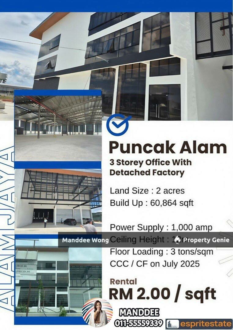 Puncak Alam 3 Storey Factory/60,864SQF/RM2.00SQF